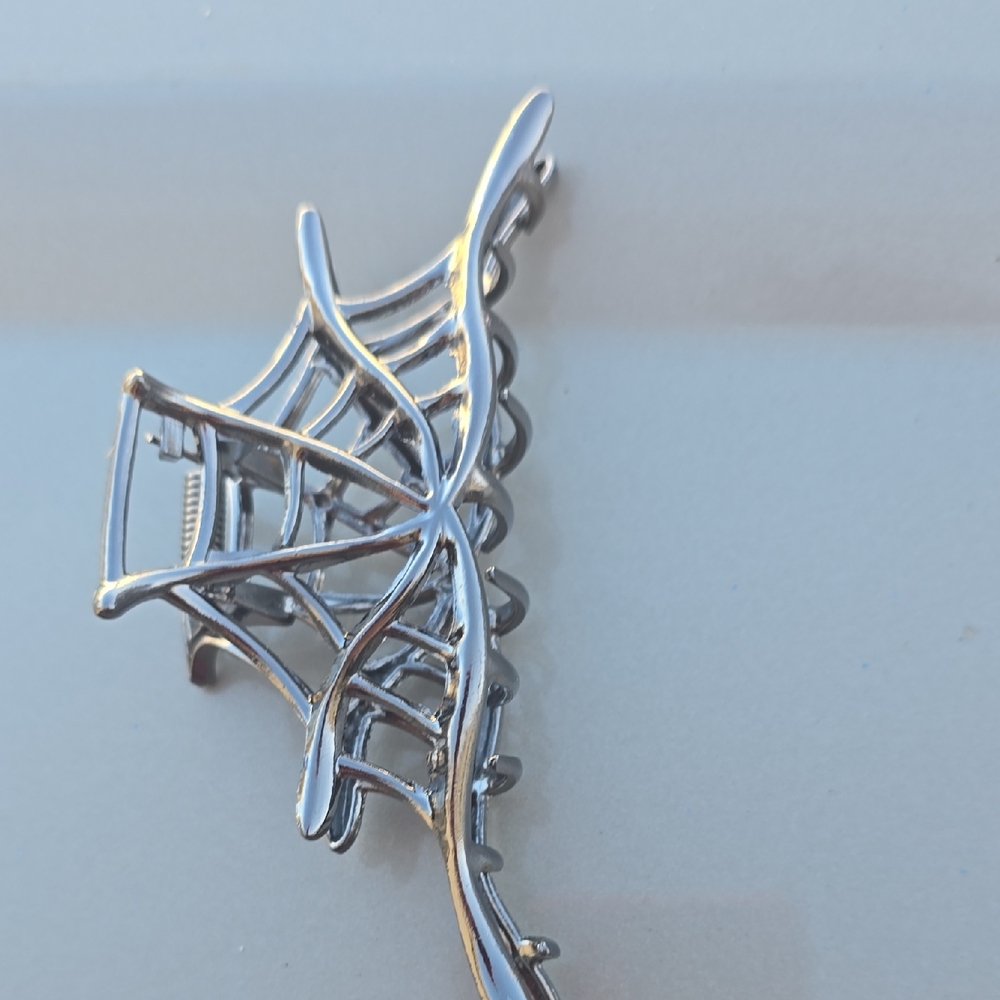 Silver Spider Web Hair Clip